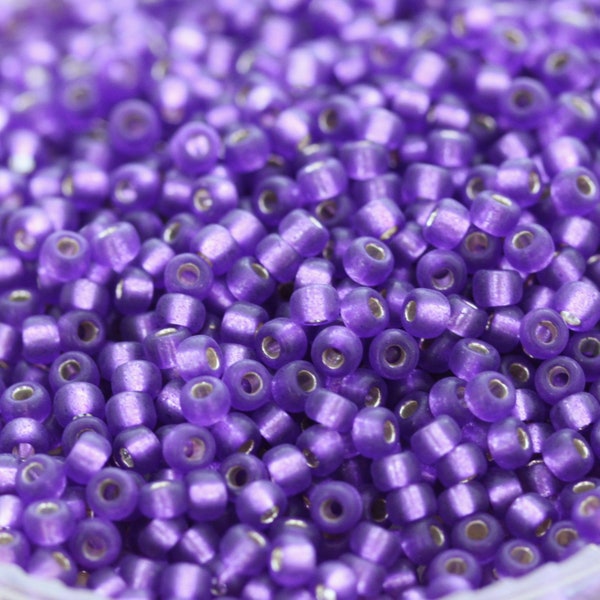 NEW! 20g 8/0 Matte Violet / Silver Lined Dyed Miyuki Seed Beads - 20grams, superior quality, frosted look, firefly effect