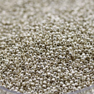 20g 15/0 Permafinish Galvanized Aluminum Toho Seed Beads, metallic glass beads. superior quality, micro seed beads, Toho PF558
