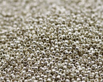 20g 15/0 Permafinish Galvanized Aluminum Toho Seed Beads, metallic glass beads. superior quality, micro seed beads, Toho PF558