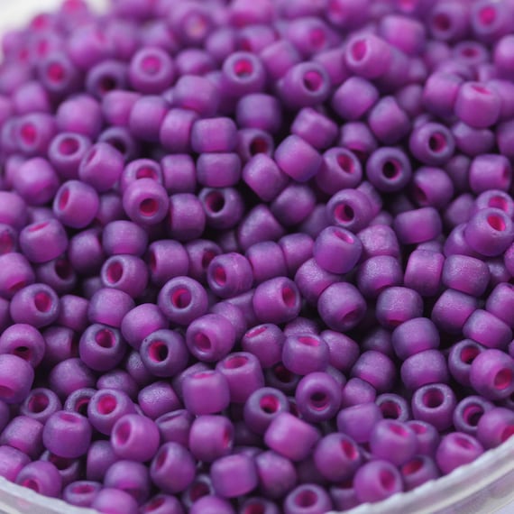 30g 6/0 Matte Amethyst / Fuchsia Lined Matsuno Seed Beads - 30grams - spectacular color...