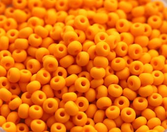 70g 6/0 Matte Light Orange Czech Seed Beads, 70 grams ( 6/20") , frosted finish, summery beads, ceramic orange seed beads
