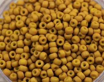 8/0 Seed Beads Japanese Matte Op Mustard Yellow glass Seed beads 28 grams 