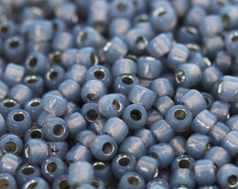 30g 6/0 Milky Grey / Silver Lined TOHO Seed Beads - 30grams - spectacular color, Toho 2115