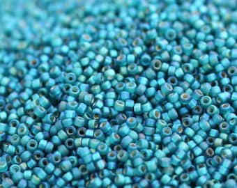 20 g 15/0 mat groenblauw AB / zilver gevoerde Miyuki-rocailles - 20 gram, superieure kwaliteit