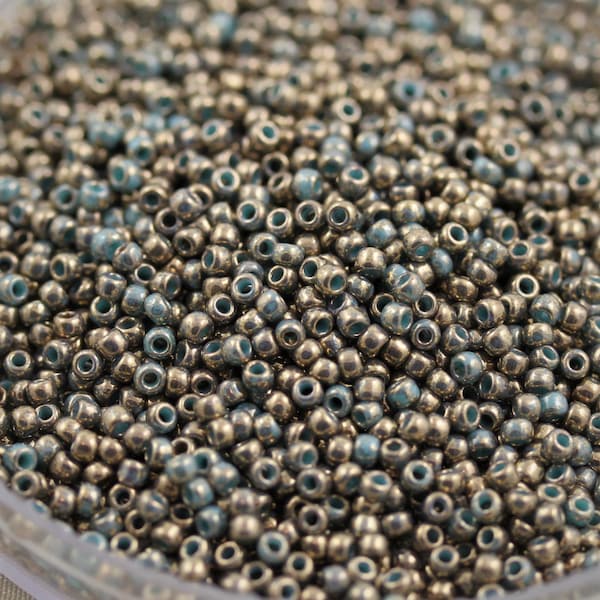 20g 11/0 Gilded Marble Turquoise TOHO Seed Beads - 20grams - spectacular color... Toho color 1703