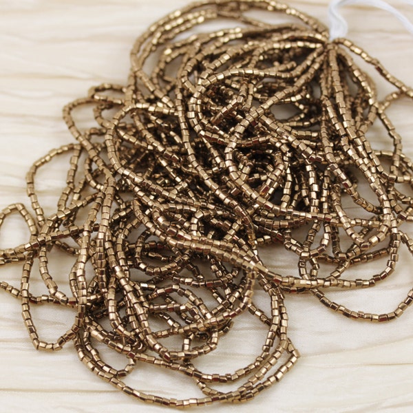 Rare find! 10/0 2Cut Metallic Bronze Czech seed beads - 1 Hank, 12/20"