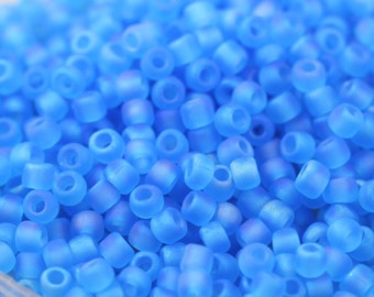 30g 6/0 Matte Aqua AB Matsuno Seed Beads - 30grams - spectacular frosted iris color...