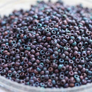 NEW!!! 20g 11/0 Matte Metallic Purple - Blue Iris Miyuki Seed Beads - spectacular color, frosted metallic iris beads, Miyuki 2016