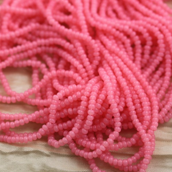 11/0 Opal Salmon Pink SolGel Czech seed beads - 1 hank - 12/20", translucent beads, Sol Gel beads, opal seed beads