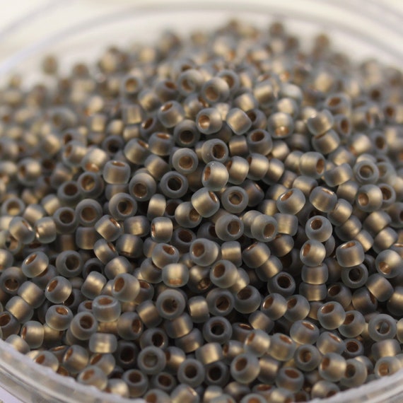 20g 8/0 Matte Black Diamond / Gold Lined Toho Seed Beads - 20grams - spectacular colors... Toho 999FM
