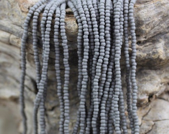 11/0 Matte Grey Czech seed beads - 1 HANK - 12/20", ceramic beads, frosted seed beads