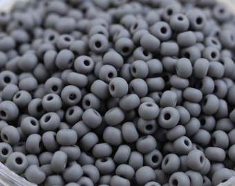 70g 6/0 Matte Grey Czech Seed Beads, 70grams, frosted finish, fabulous ceramic look