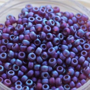NEW!!! 30g 6/0 Matte Purple MIdnight Iris Miyuki Seed Beads - 30grams - spectacular color, frosted metallic iris beads, Miyuki 2291