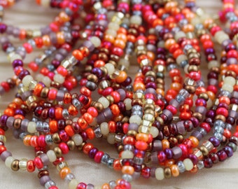 8/0 Coral Reef Mega Mix Czech Seed Beads - 6/20" hank, fabulous combo of coral reef
