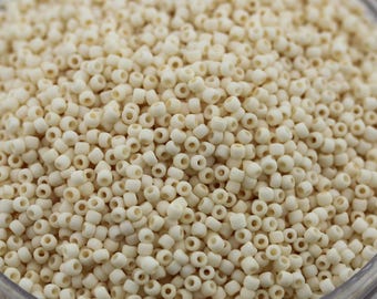 NEW! 20g 11/0 Frosted Pale Apricot Matsuno Seed Beads - 20grams - spectacular, frosted ceramic looking beads