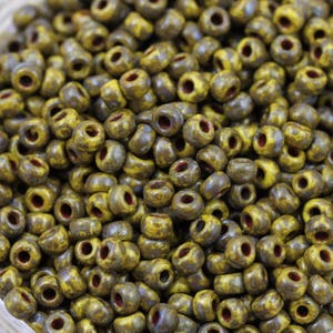 30g 6/0 Yellow Picasso Miyuki Seed Beads - 30grams - spectacular color, earthy color...