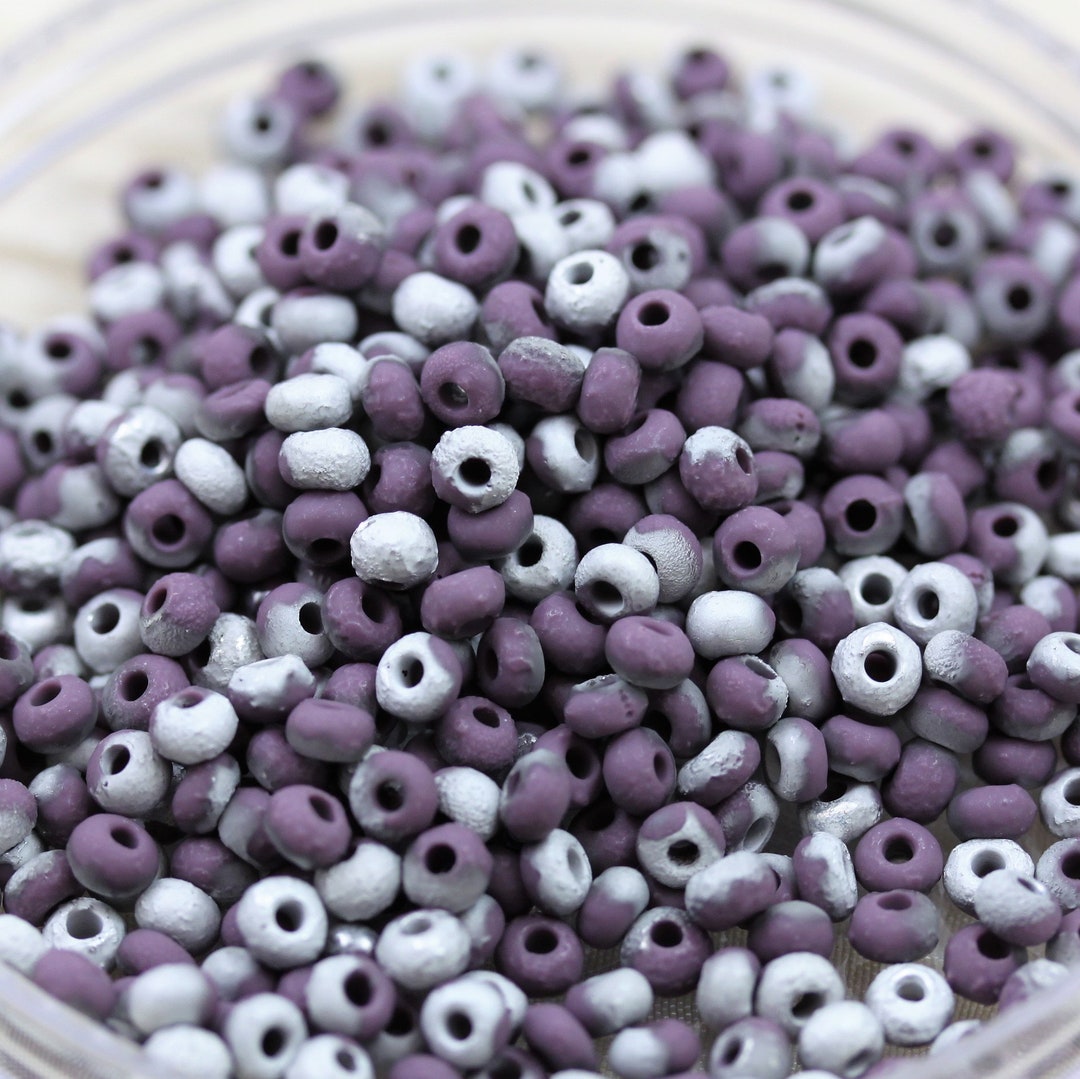 LAST 30g 6/0 Etched Violet / Labrador Czech Seed Beads 30grams