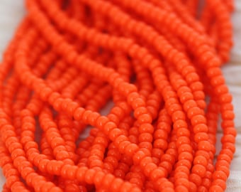 NEW!!! 8/0 Dark Orange Czech Seed Beads - 6/20", summer warm color