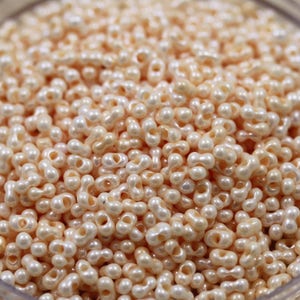 BACK! 25g 2x4mm Light Caramel Pearl Peanut Japanese Glass Beads, peanut beads, berry beads, Matsuno beads