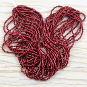 Full hank!  11/0 Red Picasso Czech seed beads - 12/20&quot; hank, Picasso seed beads, natural beads, rustic beads