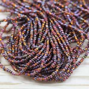 11/0 Fall Canyon Mega Mix Czech seed beads - 1 HANK - 12/20&quot;, rich reddish brown color mix