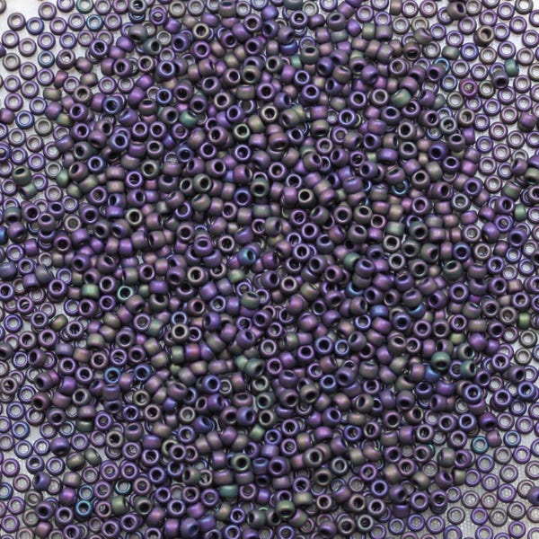 20g 15/0 Matte Metallic Purple Iris Toho Seed Beads - 20 grams, matte metallic micro seed beads, Toho 85F
