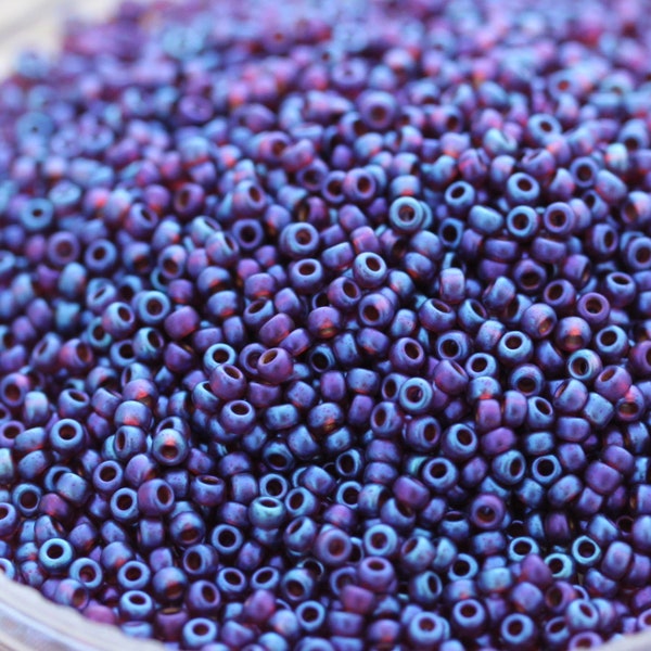 NEW!!! 20g 11/0 Matte Purple Midnight Iris Miyuki Seed Beads - spectacular color, frosted iris beads, Miyuki 2291