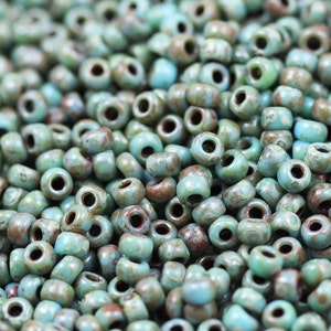 20g 8/0 Turquoise Picasso Miyuki Seed Beads - 20grams - spectacular colors...