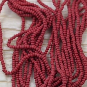 8/0 Matte Dark Red Czech Seed Beads - 6/20&quot;, frosted ceramic look, rich deep red color beads