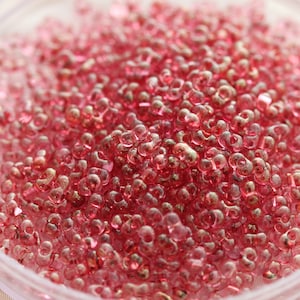 Discontinued! 25g 2x4mm Pink Gold Luster Peanut Japanese Glass Beads, peanut beads, berry beads, Matsuno beads