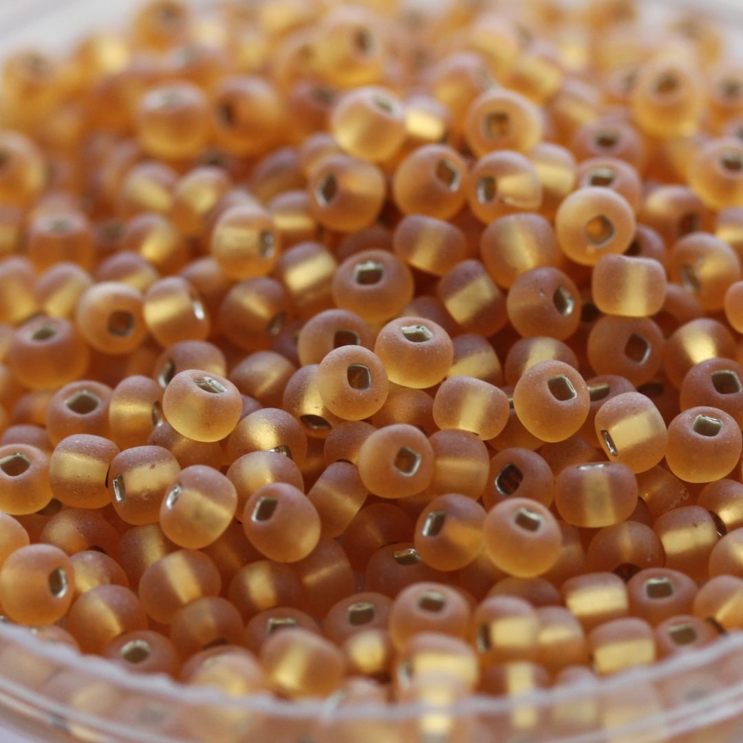 RARE!!! 70g 6/0 Matte Dark Gold / Silver Lined Czech Seed Beads ...