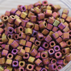 Discontinued! 30g 4mm Frosted Higher Metallic Copper Twilight Cubes Toho Seed Beads - 30 grams, superior quality, Toho 514F