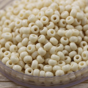 30g 6/0 Ivory Miyuki Seed Beads - 30grams - spectacular, beige / ivory beads, Miyuki 491