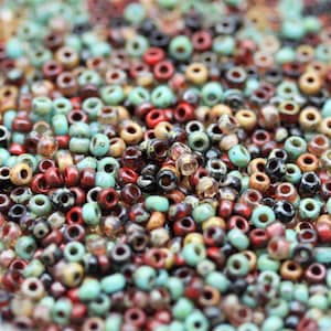Exclusive!!! 20g 11/0 Turquoise Garden Picasso Mega Mix Miyuki Seed Beads - 20grams - spectacular colors...