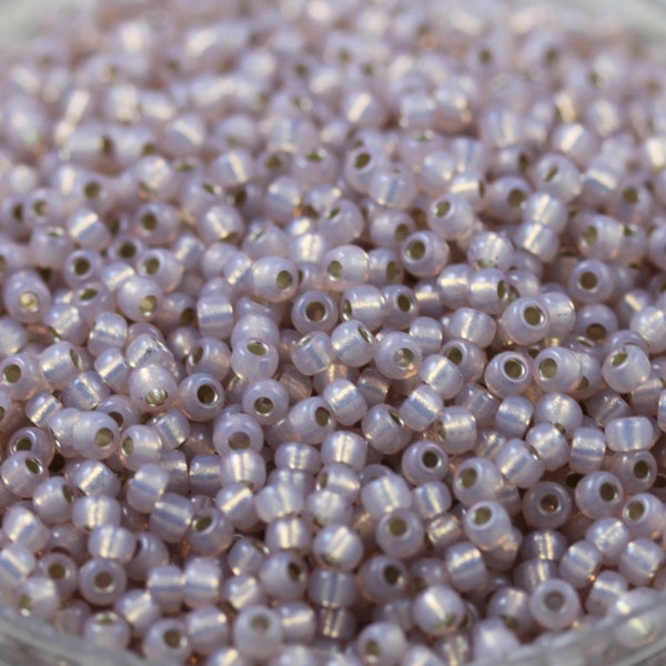 20g 8/0 Milky Smoky Light Rose / Silver Lined Miyuki Seed Beads - 20grams, superior quality, color Miyuki 579