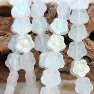 NEW! 25pcs 10mm Matte Crystal AB Forget-Me-Not Flower Czech Glass Beads - summer flower beads