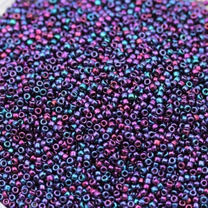 NEW!!! 20g 15/0 Higher Metallic Violet Iris Toho Seed Beads, metallic glass beads. superior quality, micro seed beads, Toho 504