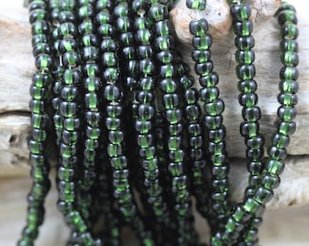 70g 6/0 Dark Olive / Silver Lined Czech Seed Beads, 70grams, fabulous firefly effect, rich color...