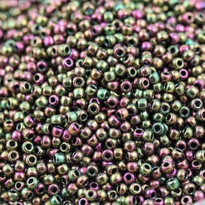 20g 11/0 Higher Metallic Purple / Green Iris Toho Seed Beads - 20 grams, superior quality, Toho 509