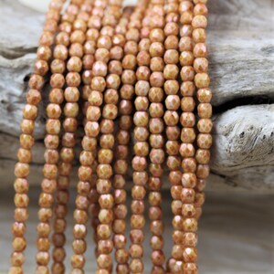 LAST! 100pcs 3mm Beige Picasso Gold Luster Faceted Round Czech Glass Beads - fabulous Picasso  colors...