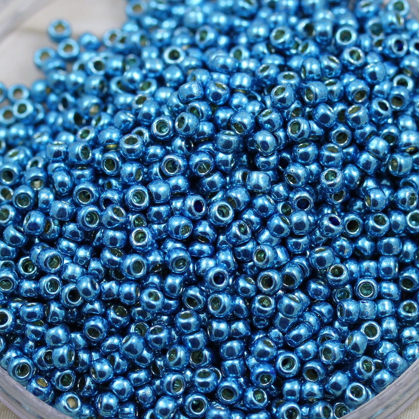 2894 15g 8/0 Toho Gold Lustered Montana Blue Seed Beads Toho 8/0 Seed Beads  Montana Blue 8/0 Seed Beads 