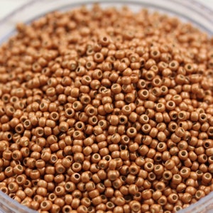 20g 11/0 PermaFinish Frosted Galvanized Dark  Gold Toho Seed Beads, metallic beads. superior quality, color PF591F
