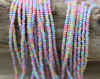 11/0 Opaque Pastel Mega Mix Sol Gel Czech Seed Beads - 1 hank, 12/20", soft pastel colors, Easter beads mix