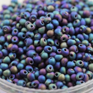 30g 3.4mm Matte Raku Iris Miyuki Drop Beads - 30grams, Raku fringe beads