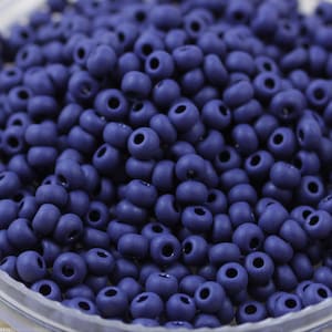 70g 6/0 Matte Dark Navy Blue Czech Seed Beads, loose beads, frosted finish, fabulous beached glass effect, deep rich color...