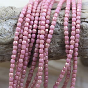 100pcs 3mm Rose Gold Luster Faceted Round Fire Polished Czech Glass Beads - fabulous faceted beads