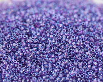 NIEUW!!! 20 g 15/0 aqua/paars gevoerde Toho-rocailles, microrocailles, Toho 252