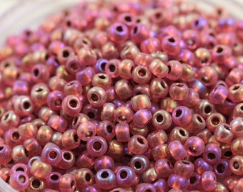 70g 6/0 Rose AB / Copper Lined SolGel Czech Seed Beads - loose, 70grams - fabulous looking beads...
