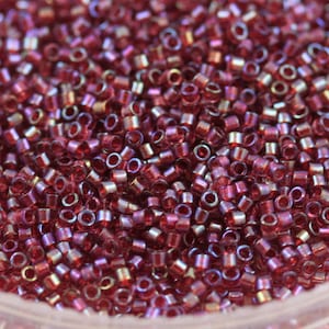 10gm 11/0 Fancy Lined Miyuki Delica Seed Beads - spectacular color, very uniform in shape and size, cylinder beads