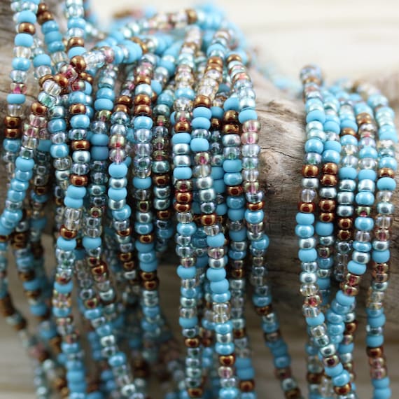 11 Strands Summer Glass Seed Bead Mix Turquoise Green Aqua Tan Beige Beading Jewelry Making Craft Supplies